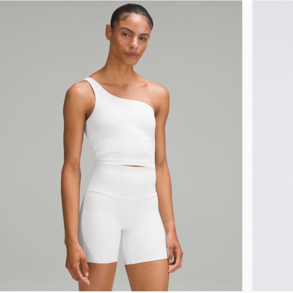 lululemon athletica One-Shoulder Ribbed Crop Top in White